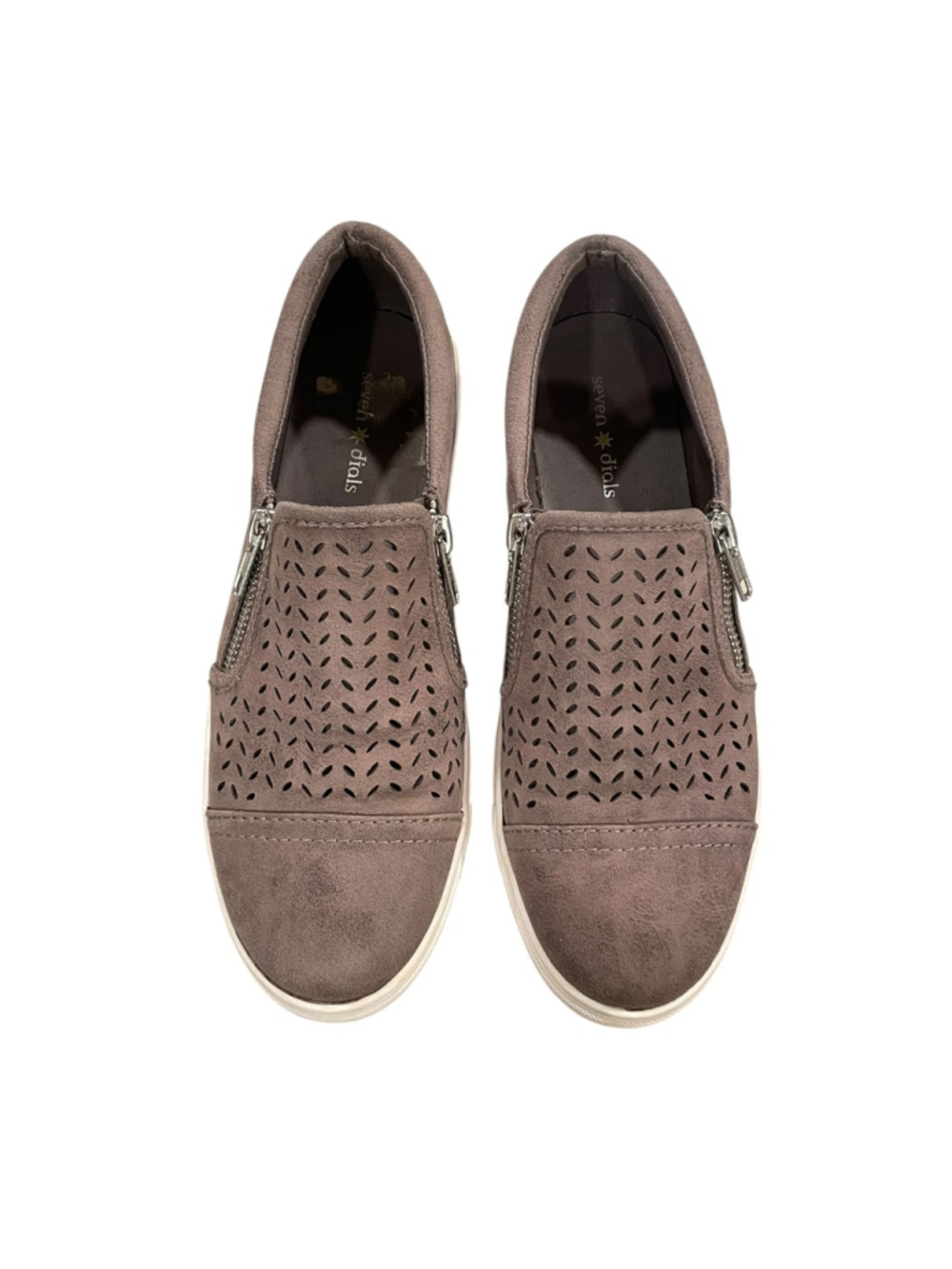 Seven Dials Womens Size 7.,5 Laser Cut Perforated Slip-On Sneakers Zipper Detail - Picture 3 of 15